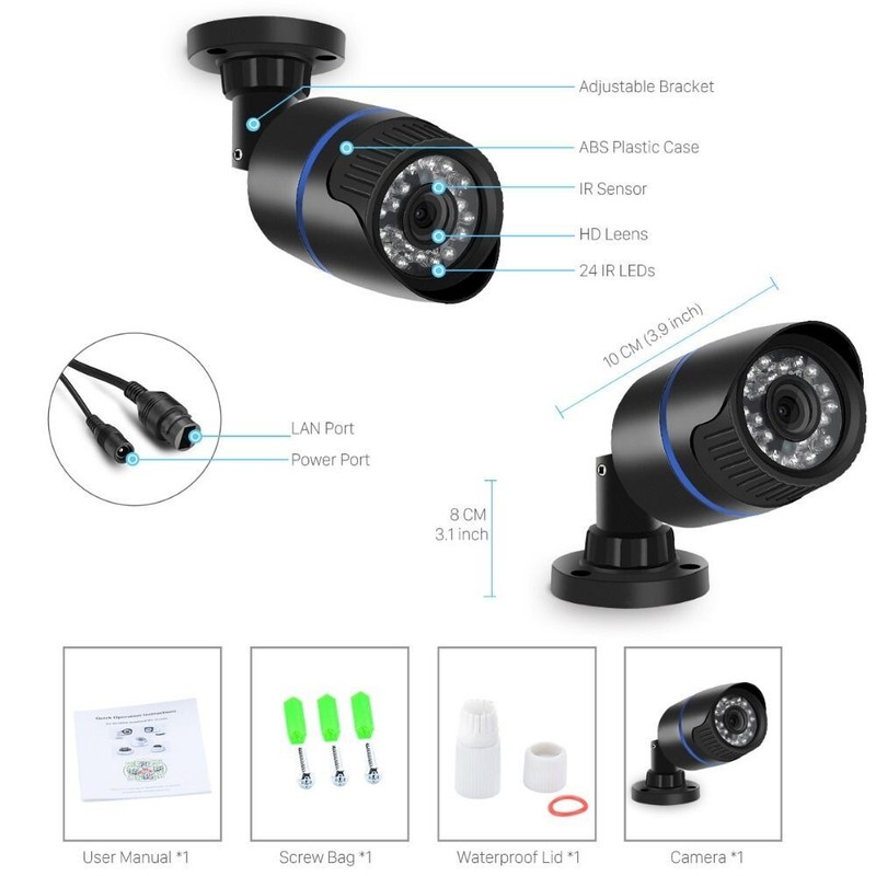 H.265/H.264 1080P Surveillance IP Camera Outdoor CCTV Security Camera PoE 48V gallery