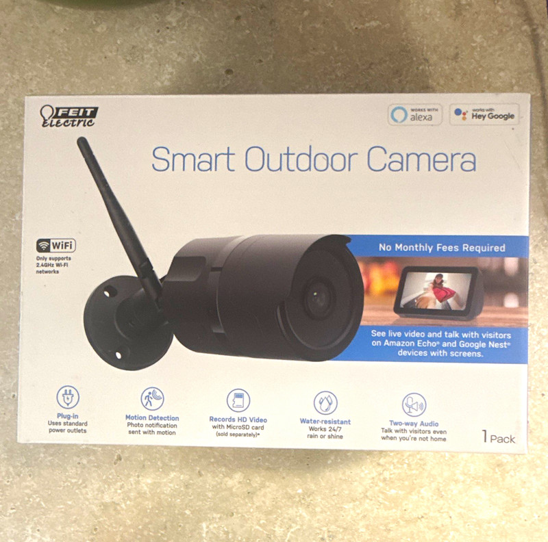 Feit Electric Smart Outdoor Camera Wi-Fi 1080p Night Vision Audio 1PK