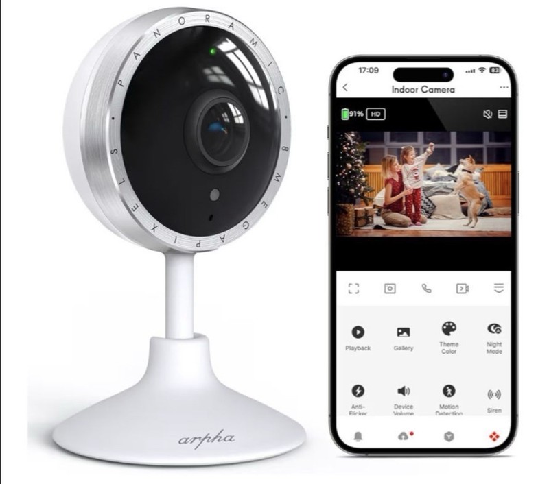 arpha P160M 4K UHD WiFi IP Indoor Camera Night Vision AI, 2-Way Audio, Alexa