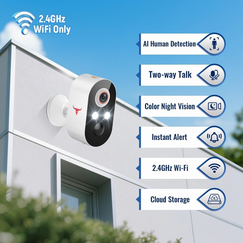 Wireless Security Camera For Home Outdoor Security, Battery Powered 2 spotlights gallery