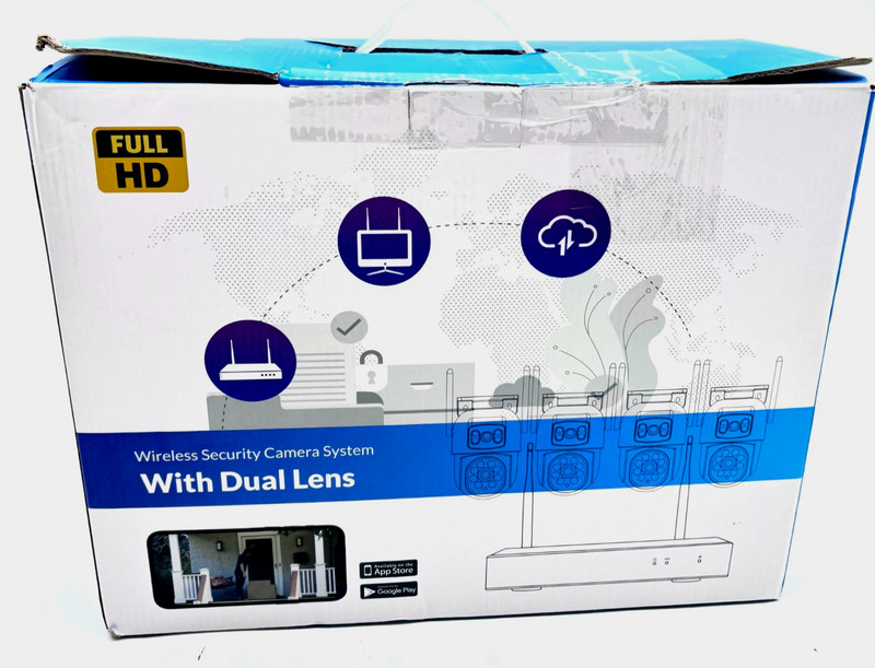 YEEWISE Wireless Security Camera Dual Lens 12in HD Monitor White gallery