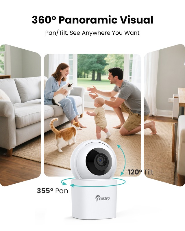 Camstro 3K Wireless PT Security Camera WIFI Two Way Audio Indoor Baby Monitor gallery