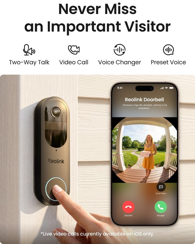 REOLINK Battery Video Doorbell (2nd Gen) 2K WirelessandWired Outdoor Camera |... gallery