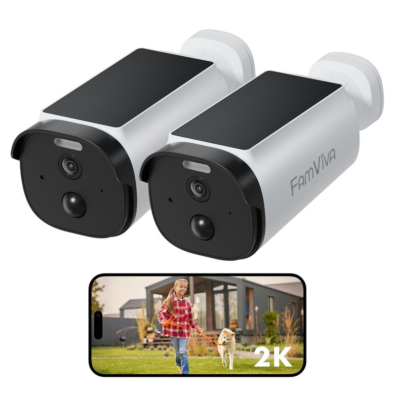 Solar Security Cameras Wireless Outdoor, 2K/3MP Battery Powered Camera with I…