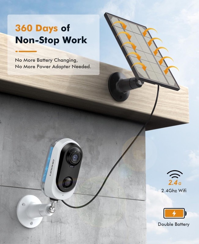 Solar Security Camera Wireless 1080P 2K/3MP Surveillance Exterior Home Security gallery