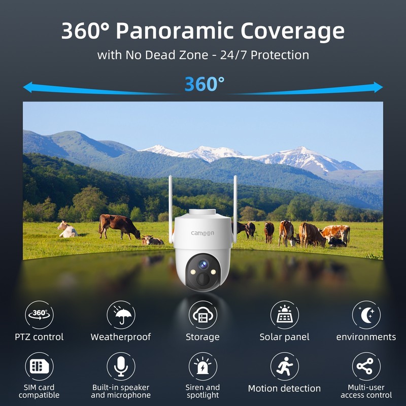 4G LTE Cellular Security Camera PTZ No WiFi Solar Outdoor Night Vision +SIM Card gallery