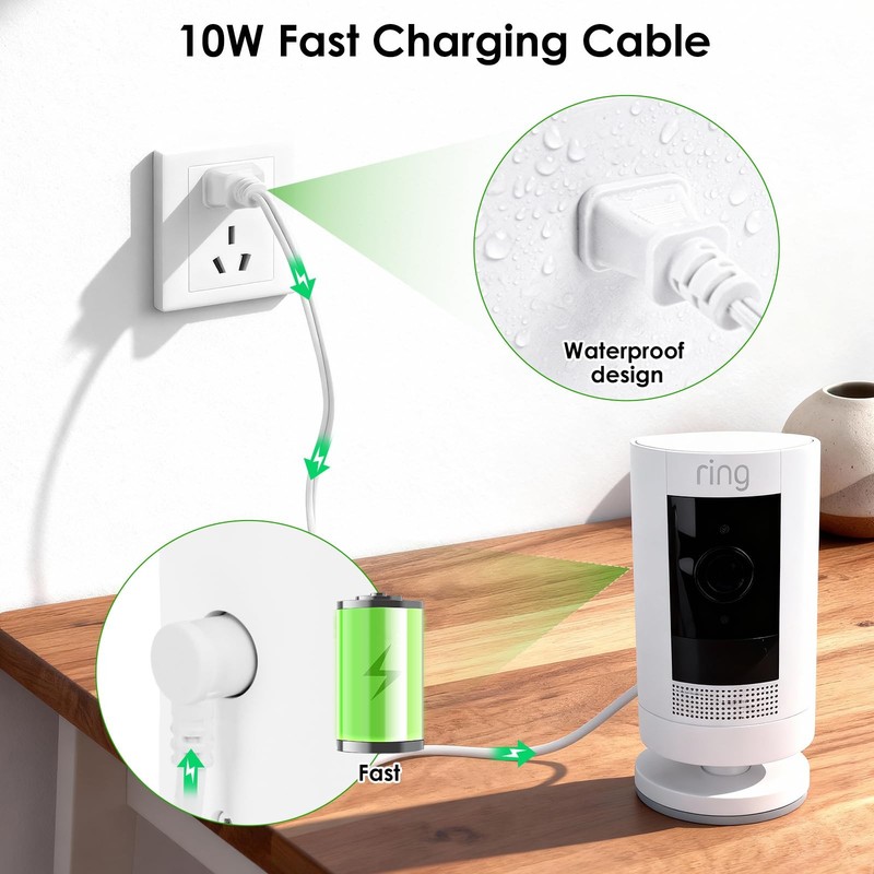 30ft Power Adapter Compatible with Ring Stick Up Cam Battery/Plug-in White gallery