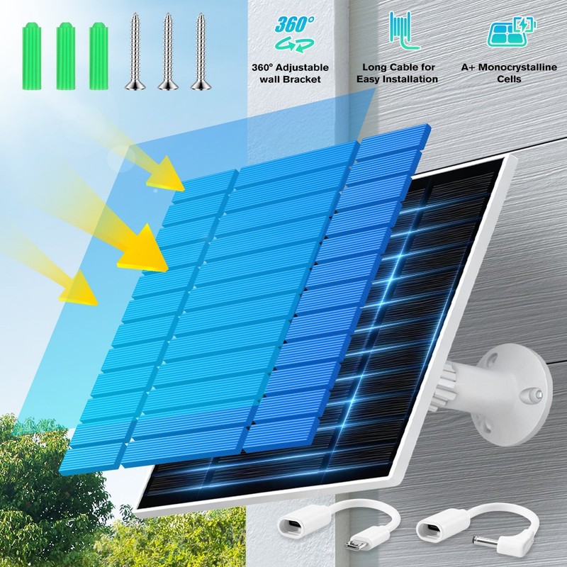 Solar Panel for Ring Spotlight Camera/Stick Up Cam Battery Charger 10W 5V Output gallery