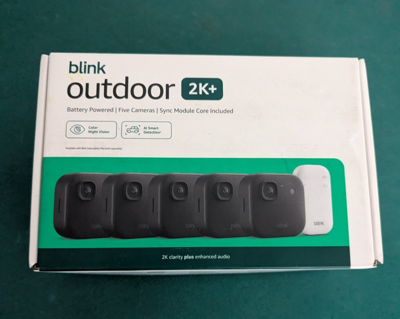 Blink Outdoor 2K+ Wireless Smart Security 5 Camera System with Sync Module Core