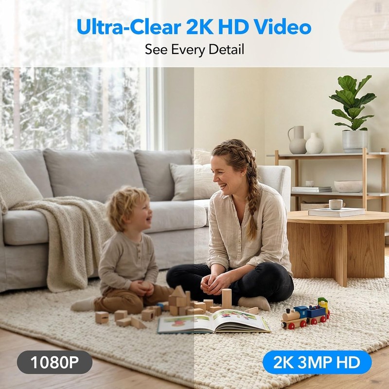 2-Pack 2K HD Home Surveillance Camera with AI Motion Detection & Night Vision gallery