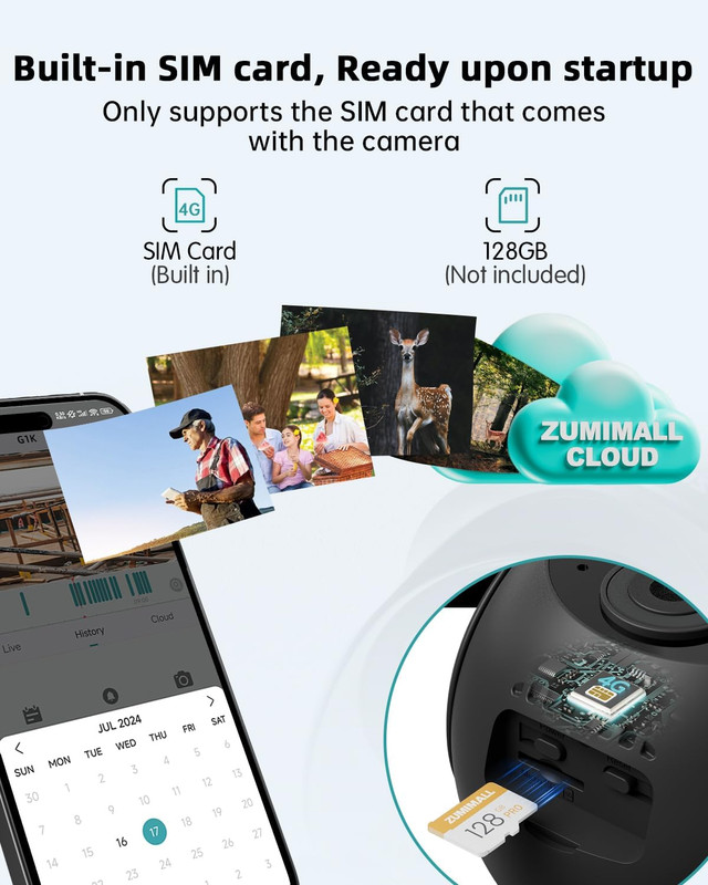 4G LTE Wireless Outdoor Security Camera, 2K Color Night Vision, 360° View gallery