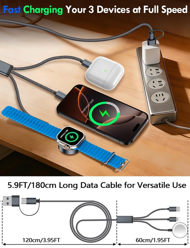 Travel Essentials for Apple Charger,iPhone Charger,3 in 2 /Lightning/Magnetic... gallery