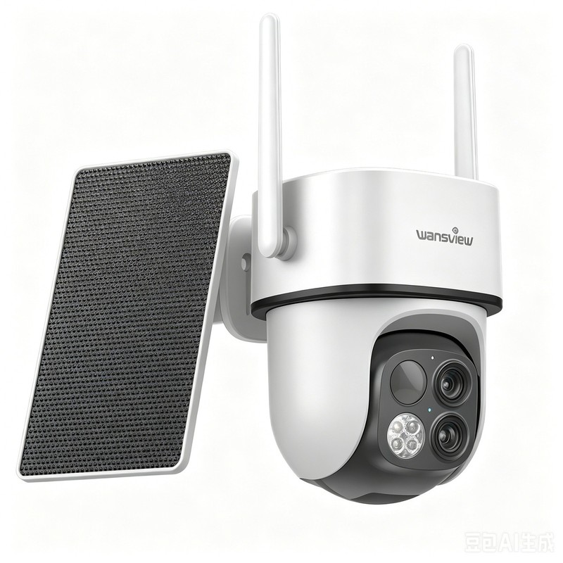 Wansview Wireless Security Camera Outdoor 360°PTZ 2K Dual-Cam Solar Powered