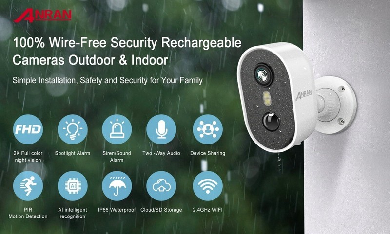 2K Wireless Security Camera, Waterproof 2.4Ghz Wi-Fi Night Vision 2 Way Audio gallery