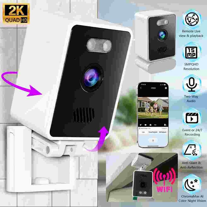 2K Window Camera WiFi Indoor Cameras for Security System with Mounting Sticker gallery