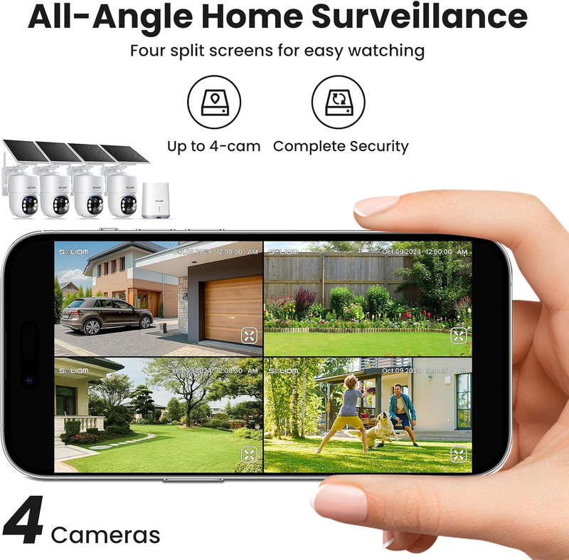 - 5MP Security Cameras Wireless Outdoor, No Subscription & Solar Powered,4-Cam P gallery