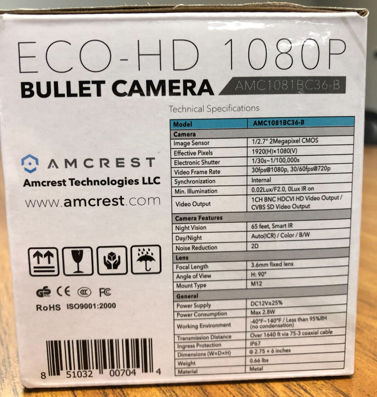 Amcrest 1080P 1920TVL Bullet Outdoor Security Camera Black HD-CVI AMC1081BC36-B gallery