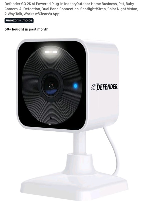 Defender Go 2k AI Security Camera Motion-sensing Color Night Vision 2 Way Audio