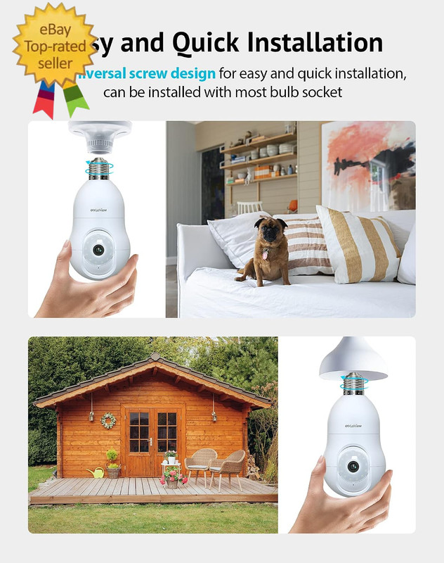 4MP Bulb Security Camera 2.4Ghz,360° 2K Security Cameras Wireless Outdoor Indoor gallery