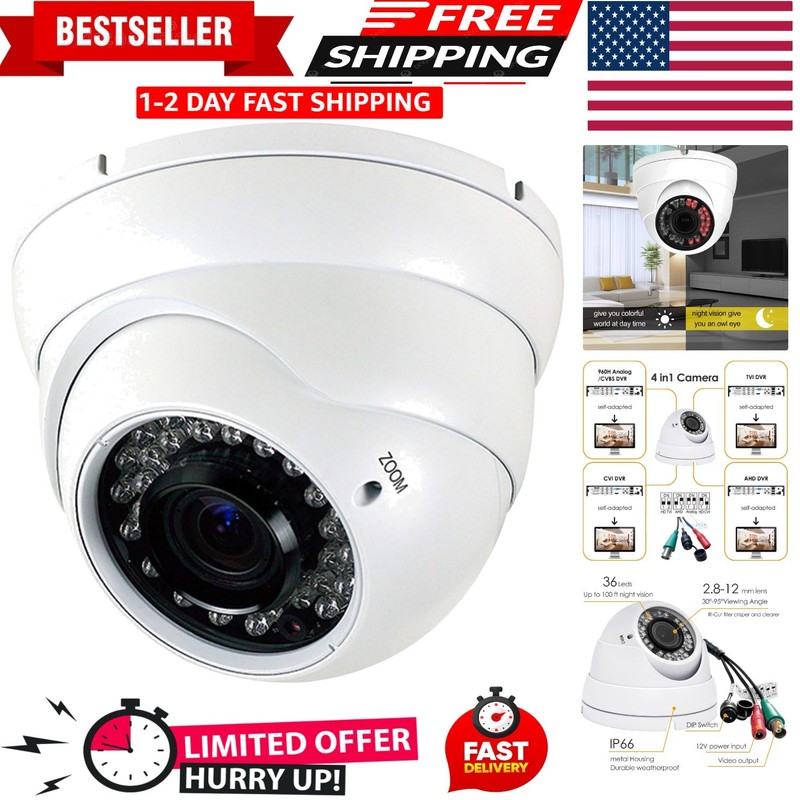 Analog CCTV Camera HD 1080P 4-in-1 TVI/AHD/CVI/CVBS Security Dome Camera Outd…