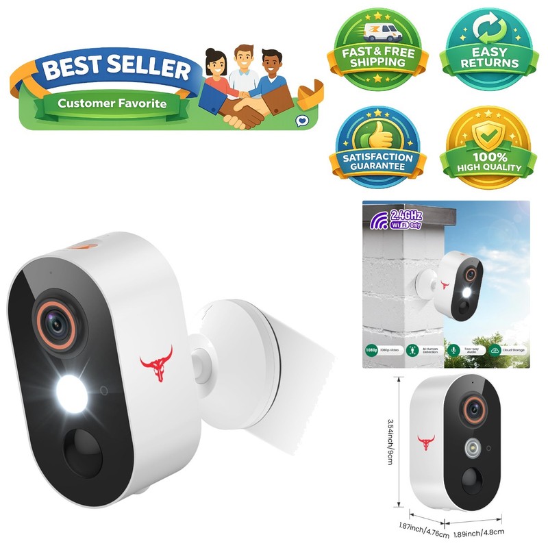 Real-Time 1080p Wireless Home Security Camera with Night Vision & Compatibility