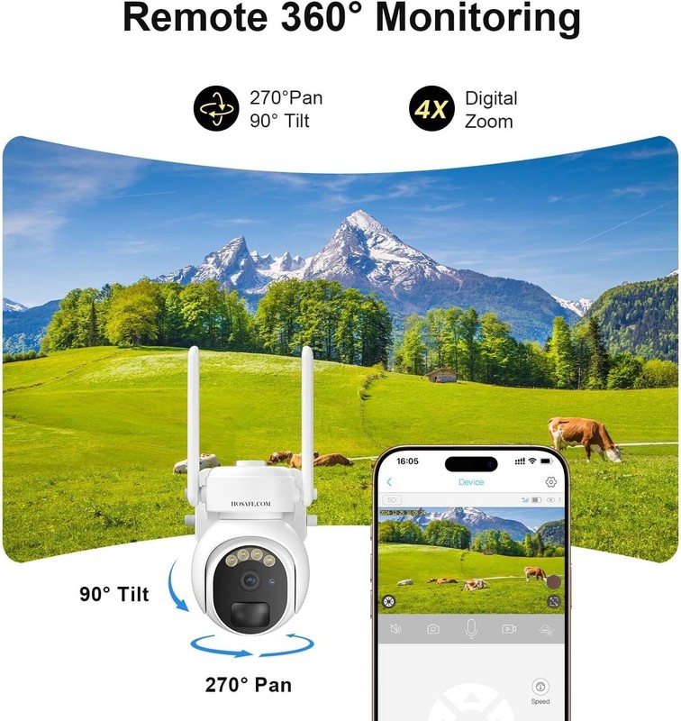 360° PTZ Outdoor Security Camera with Free Cloud Storage & PIR Motion Detection gallery