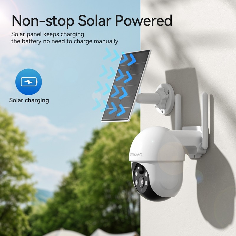 4MP Wireless Security Camera System 12'Monitor Solar Battery PTZ Outdoor Cameras gallery