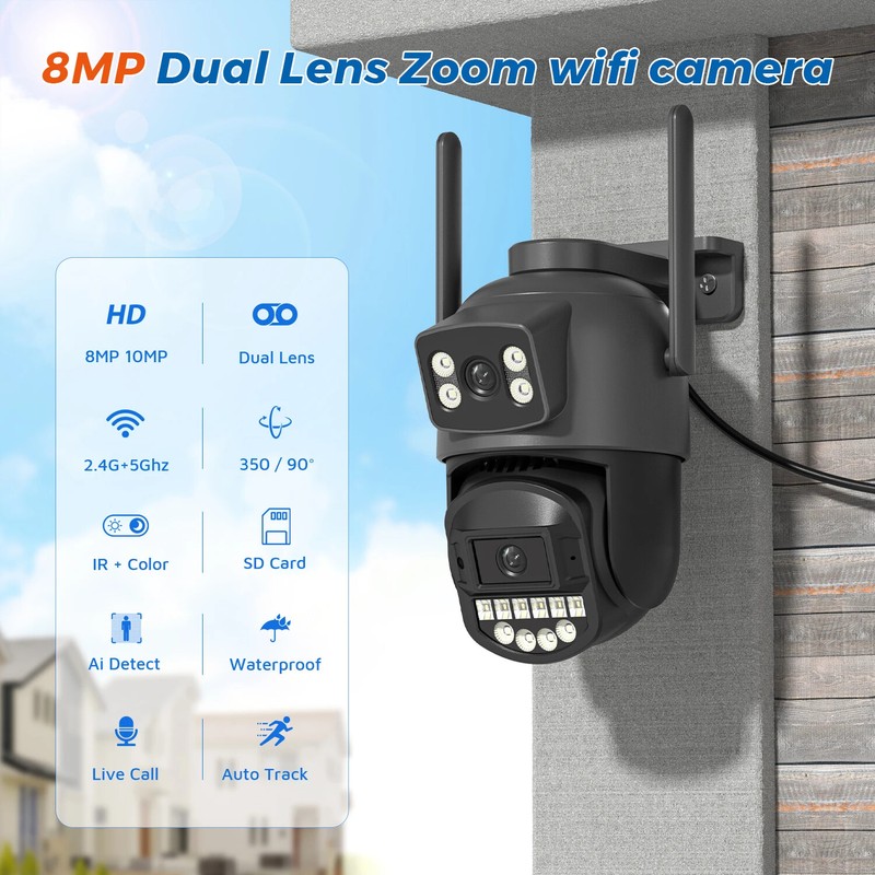 WiFi Camera 5K 10MP Dual Lens AI Human Detection Outdoor Security PTZ 10MP CCTV gallery