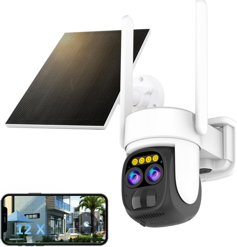Solar Camera Wireless Outdoor 2K Dual Len WiFi Smart Camera PIR Motion Detection gallery