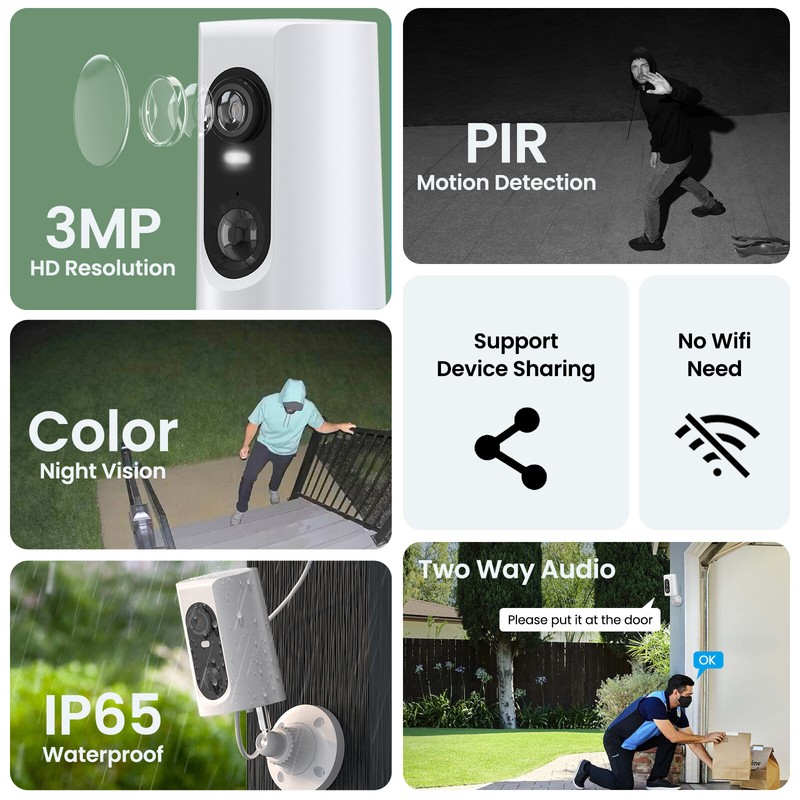 No WiFi 4G LTE Cellular Solar Security Camera Outdoor Wireless Home 2 Way Audio gallery