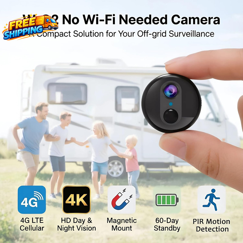 Mini Portable 4G LTE Cellular Security Camera with Magnetic Rotating Mount 4K HD gallery