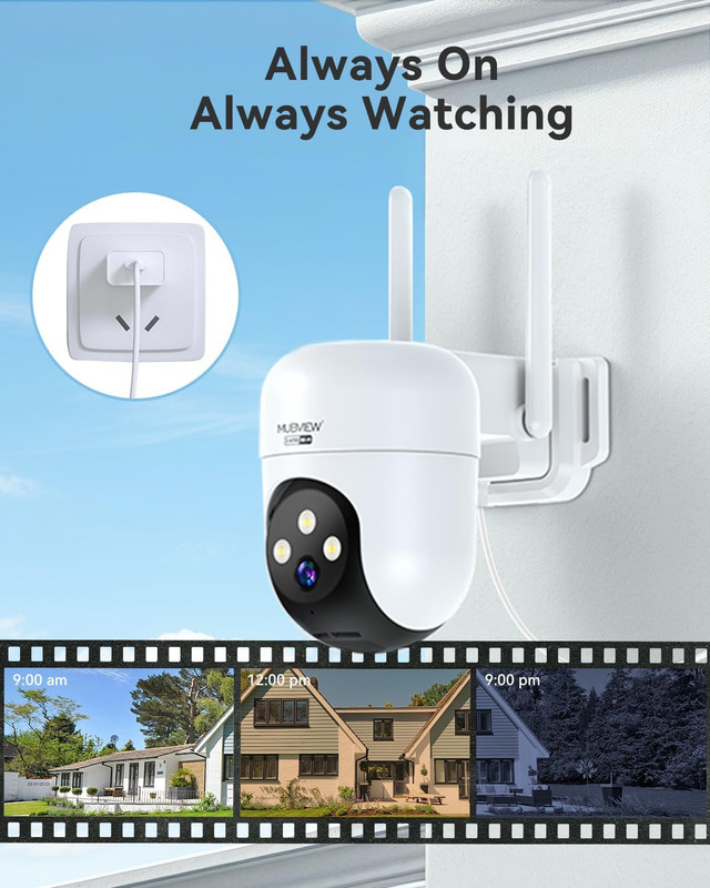 360° Security Cameras Wireless Outdoor,24/7 Wired Outdoor Camera for Home Securi gallery