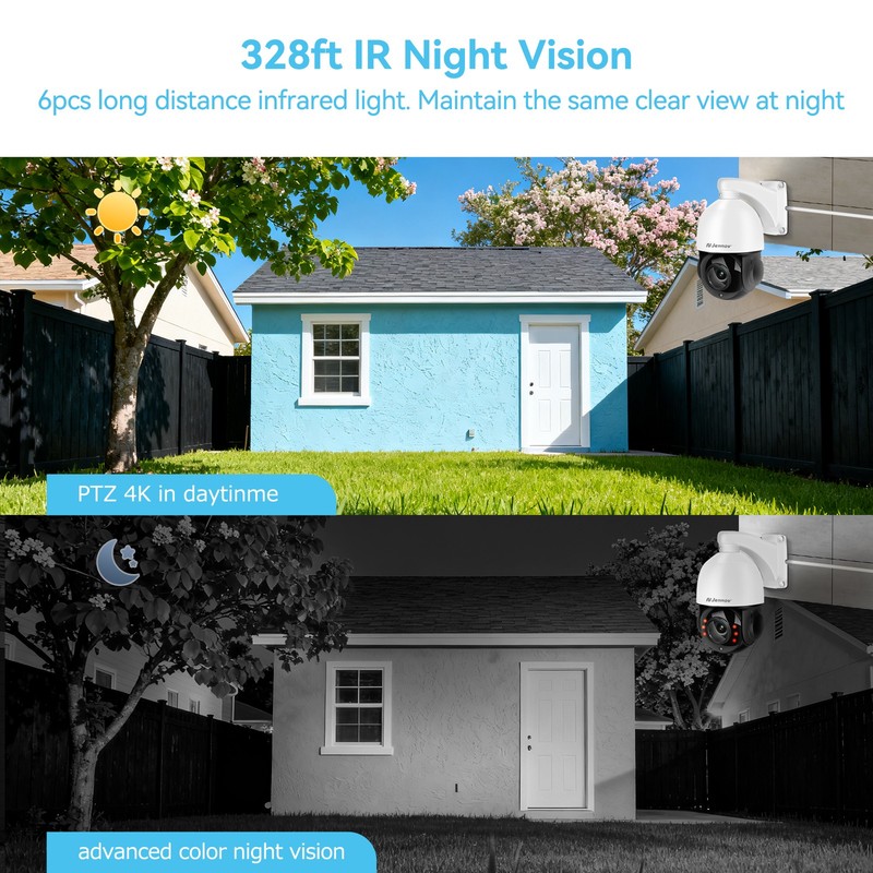 JENNOV 4K 8MP PoE Security IP Camera Two-Way Audio AI Color Night Vision View gallery