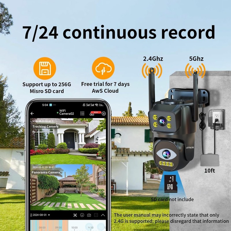 Outdoor PTZ Security Camera with 360° Coverage, Auto Tracking, and Night Vision gallery