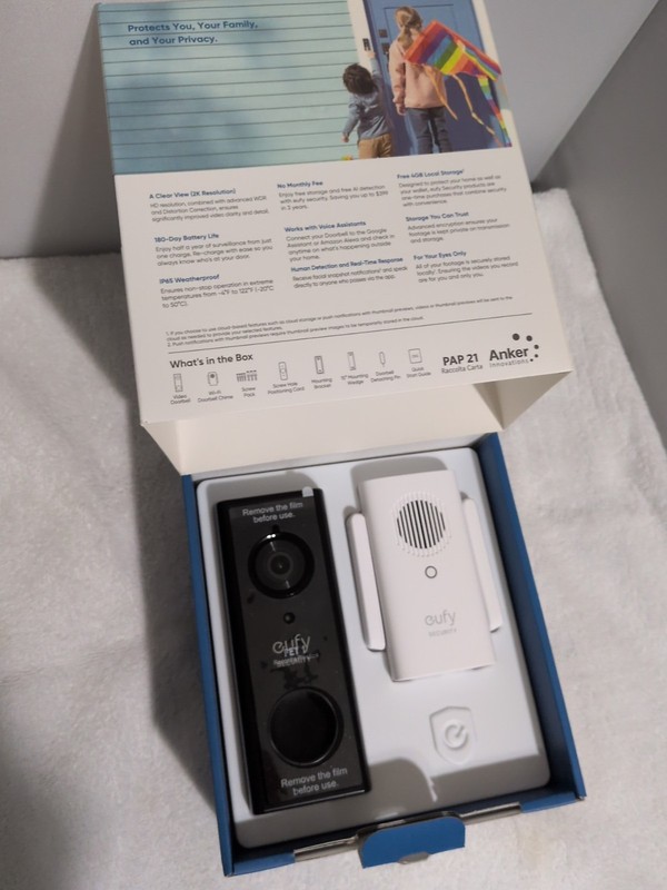 Eufy Battery Video Doorbell w/2K Resolution S220 P/N T8212111-1 w/ 128GB SD Card gallery