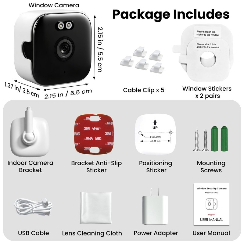 2K Window Camera with 32GB Memory Card, 5GHz & 2.4GHz WiFi Indoor Cameras for... gallery