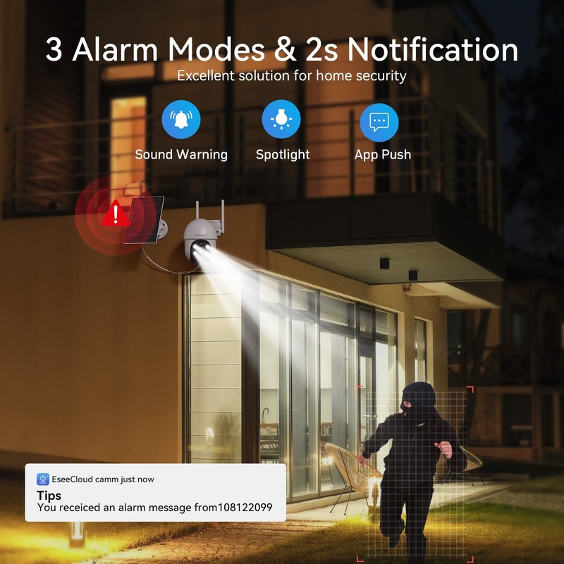 Solar&Battery Outdoor Wireless Security Camera System with Monitor WIFI PTZ PIR gallery
