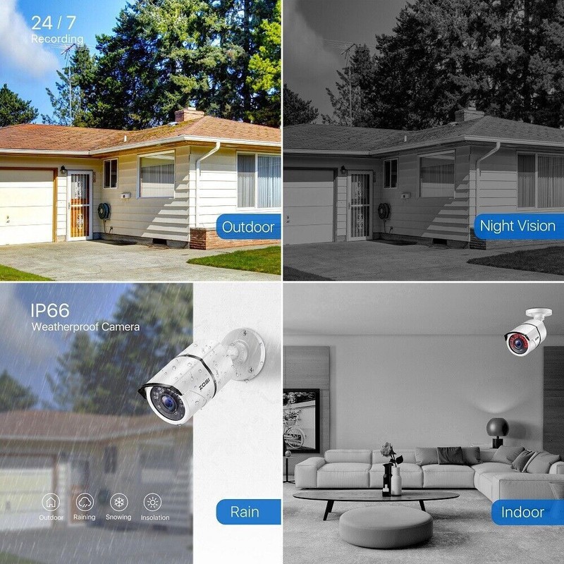 ZOSI 4 Pack Add-on 1080p Security CCTV Camera Human Detection 24/7 Recording gallery