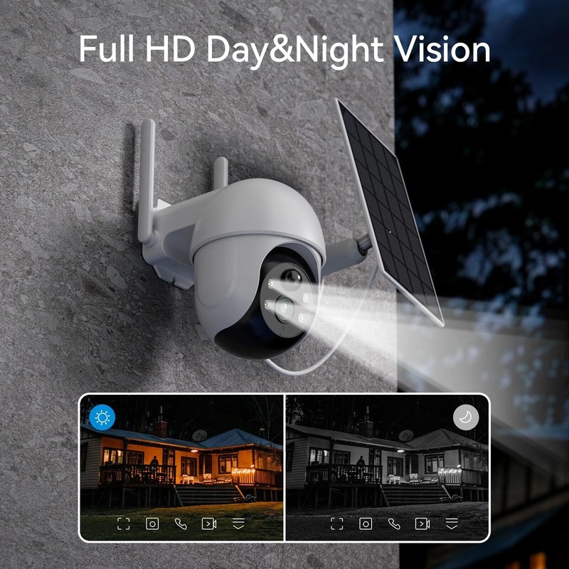 4MP Solar Battery Security Camera System PTZ Wireless CCTV Outdoor WIFI Monitor gallery