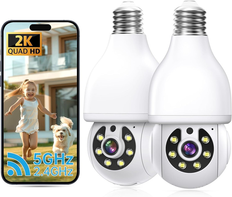 2K Light Bulb Security Camera 5G&2.4G Wifi Security Cameras Wireless Outdoor Ind gallery