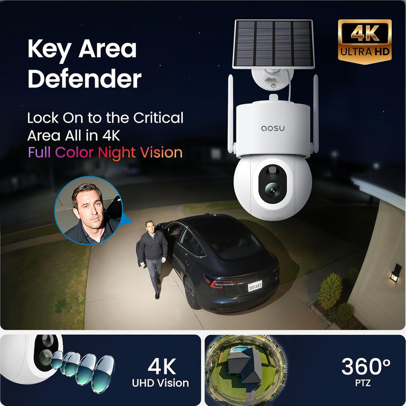 Solarcam D1 Max, 4K Solar Security Cameras Outdoor Wireless, 360° Pan & Tilt Cov gallery
