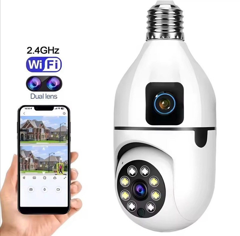 360° Dual Lens Light Bulb Security Camera WiFi Wireless E27 PTZ Home Smart Cam