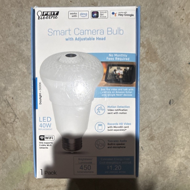 Feit Electric Smart Camera Bulb Wi-Fi 1080p HD Night Vision Alexa Google Audio
