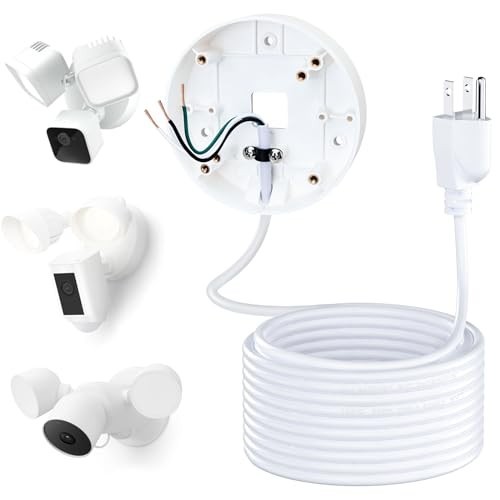 20ft Weatherproof Power Cable & Mount for Floodlight Cameras – 2-in-1 Set