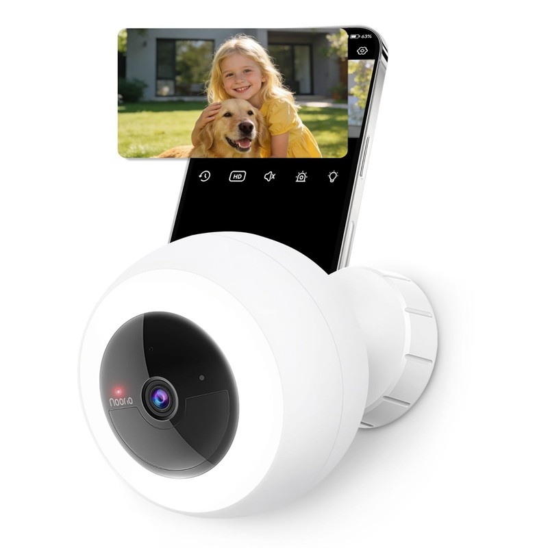 Noorio 2K Security Cameras Wireless Outdoor, 12600mAh Battery-Powered Solar Came
