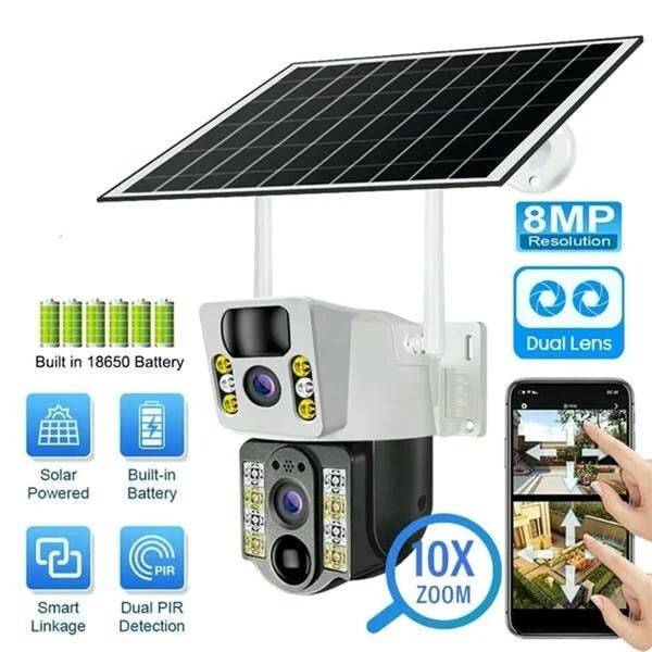 8MP Dual Lens Solar Wi-Fi Camera 4k