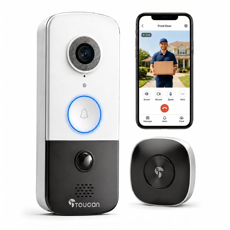 Doorbell , Video Doorbell with Chime, 2-Way Talk, 2.4Ghz WiFi, Night Vision, …