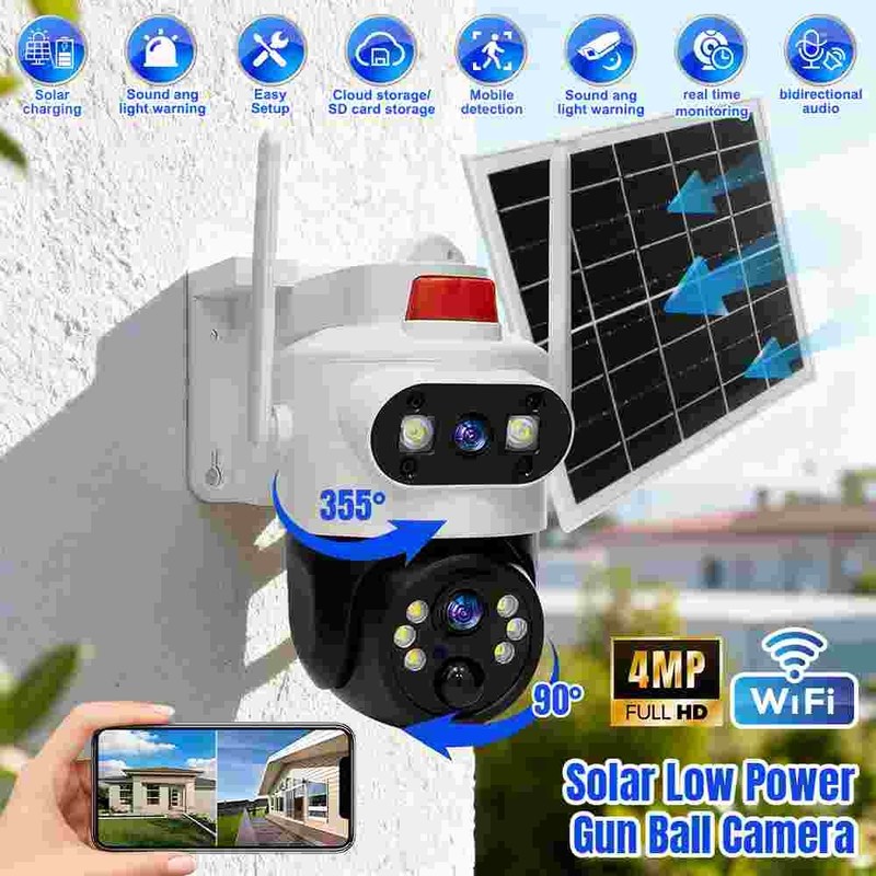 4MP Camara De Seguridad Solar Wifi Inalambrica Con Vision Nocturna Para Exterior gallery