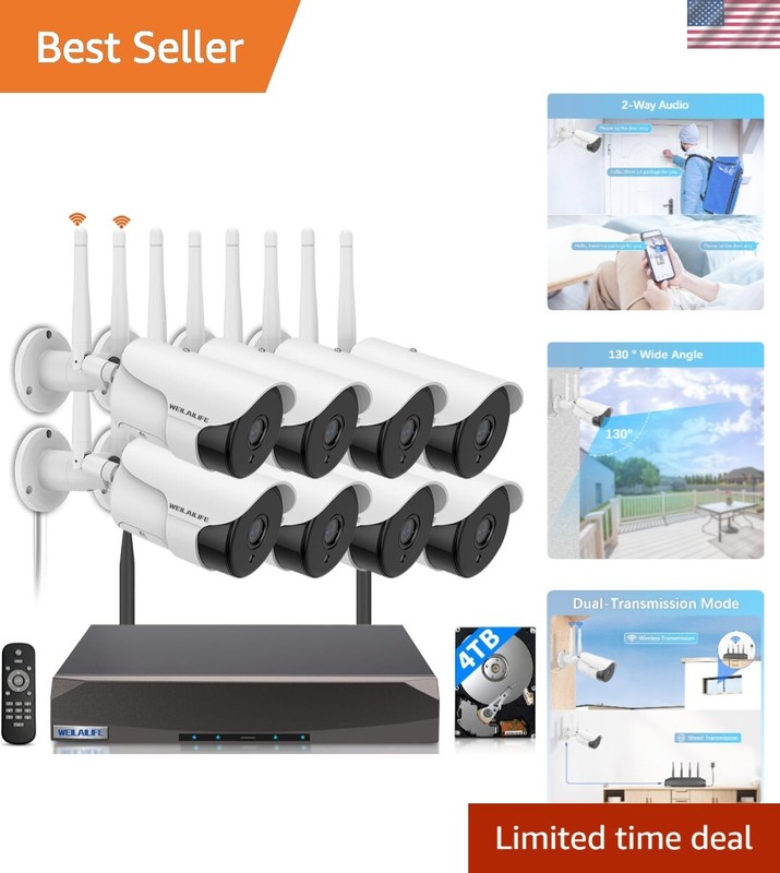130° Wide-Angle & 2-Way Audio】 Outdoor Wireless Security Camera System, WiFi …