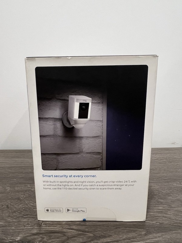 Ring Spotlight Cam Outdoor Battery Powered Security Cameras White BRAND NEW gallery